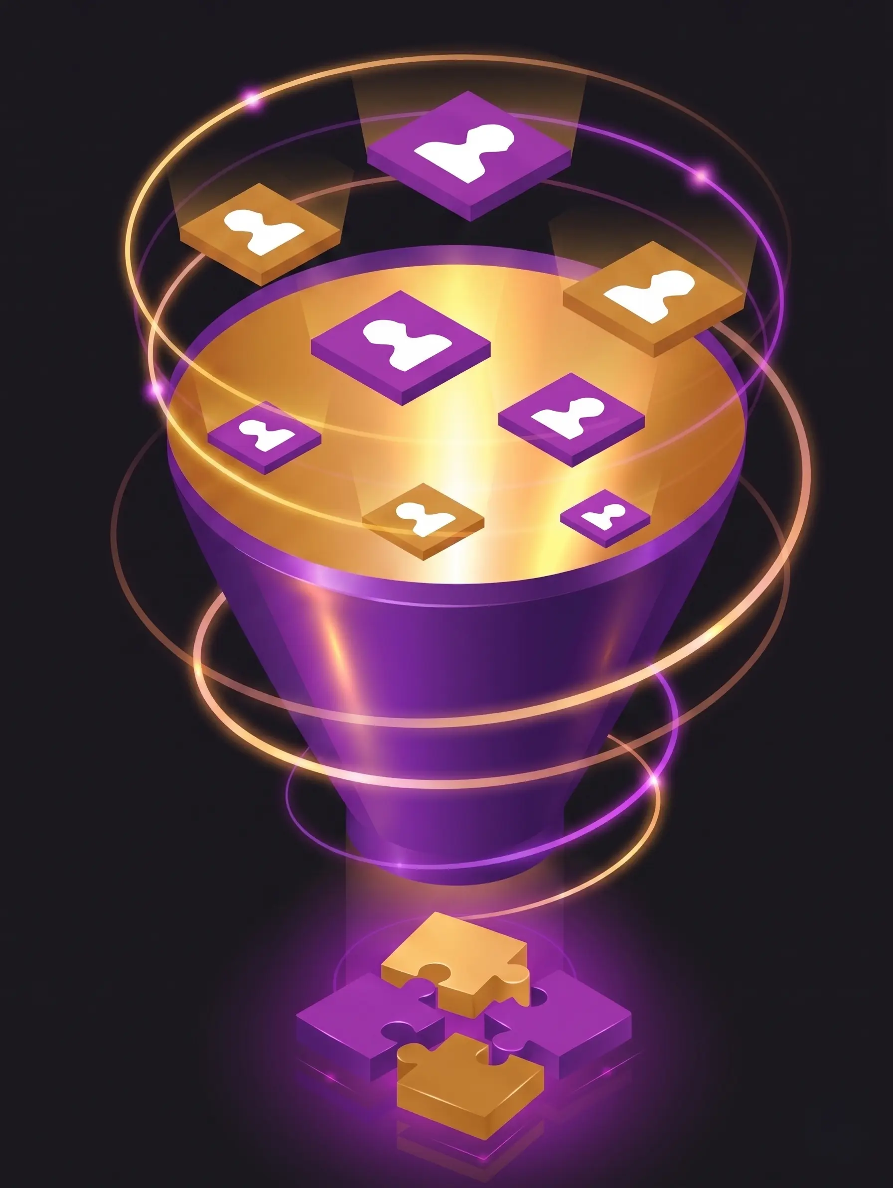 Illustratie van een marketing funnel met verbonden kanalen